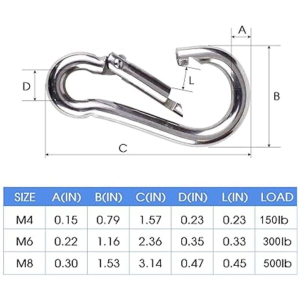 12 clips pequeños de mosquetón gancho de resorte de acero_6
