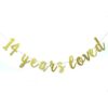 14 Years Loved Banner Sign Gold Glitter para 14th Birthday_1