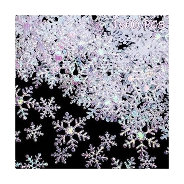 1600 Pieces 3 Size Snowflake Confetti Snowflake Glitter_1