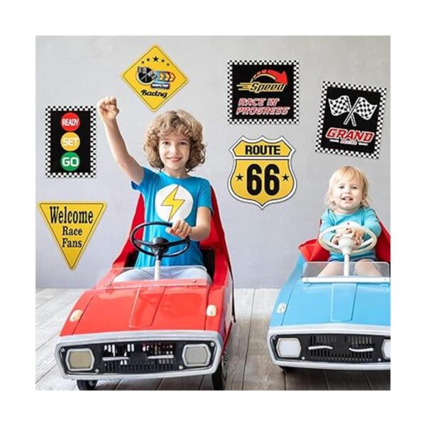 12 piezas de carteles de carreras para coche decoración_2