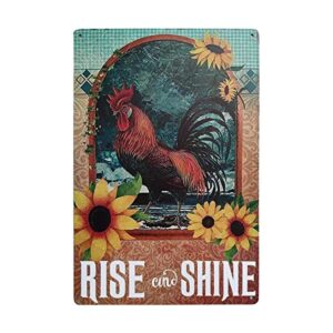 ZOVSON Rise and Shine Chicken Coop Retro Vintage Tin Signs_1