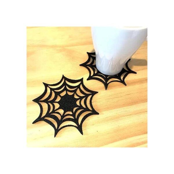 12 posavasos de Halloween con diseño de araña manteles_4