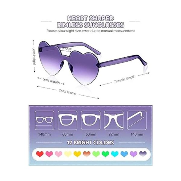 12 pares de lentes de sol en forma de corazón sin borde_2