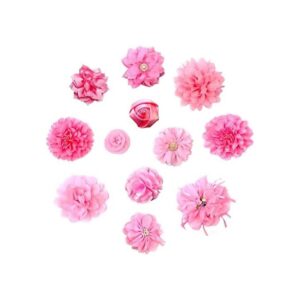 12 piezas de collar de perro rosa con lazos y flores para_1