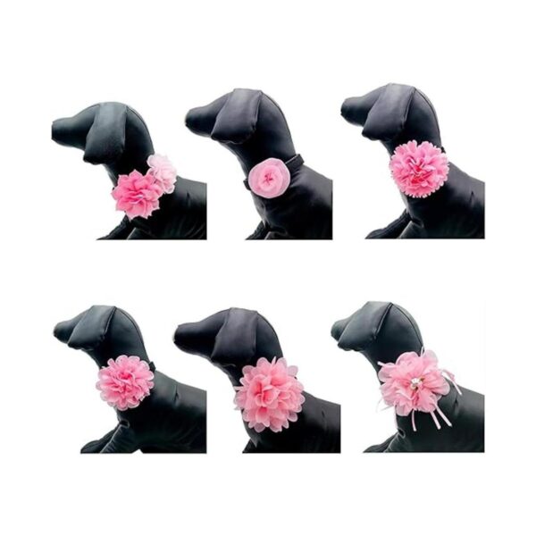 12 piezas de collar de perro rosa con lazos y flores para_7