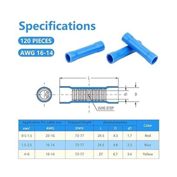 120 conectores de extremo azul conectores de crimpado de_2