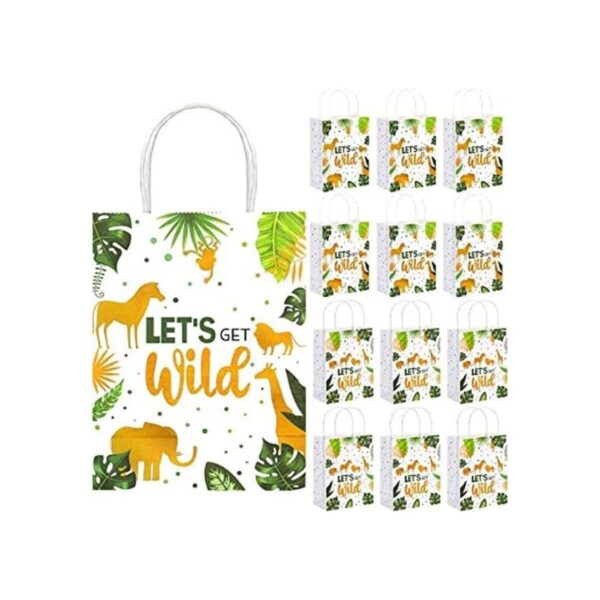 12 bolsas de regalo con temática de animales de la selva_1