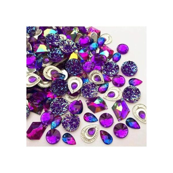 110 piezas de acrílico de color morado AB para coser_2