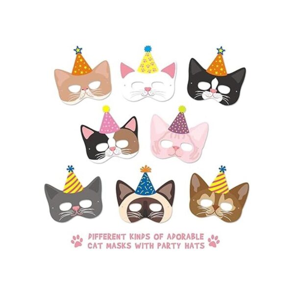 12 paquetes de máscaras de fiesta para gatos y gatitos con_2