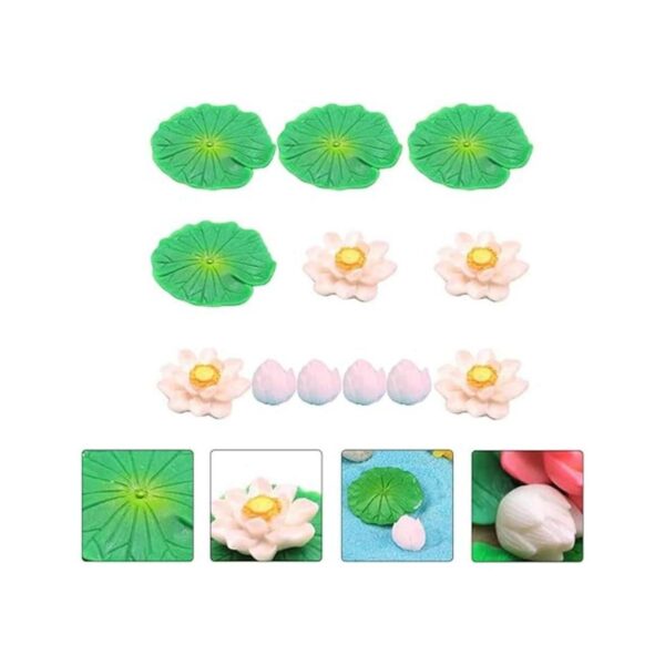 12 almohadillas artificiales flotantes de flores de loto_4