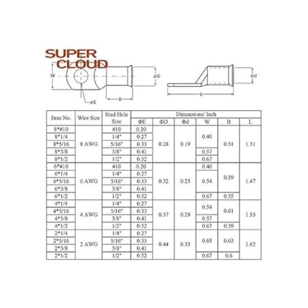 10 terminales de cobre púrpura de 4 AWG extremos de cable_5